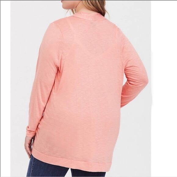 Torrid Coral Curved Cardigan Slub Cocoon Cardigan Open Front Sweater 2X NWT - Picture 2 of 14